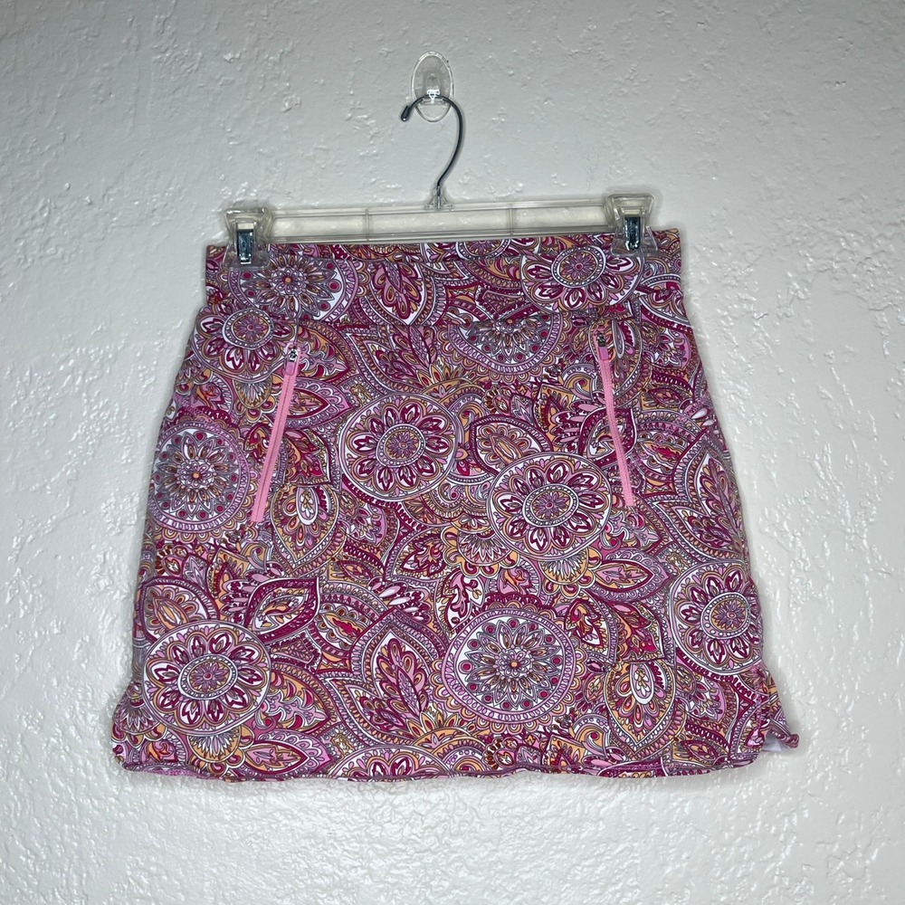 T by Talbots Women's Pink Paisley Mandala Active Preppy Vacation Skort Medium